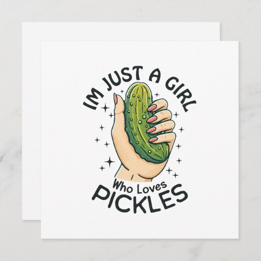 ピクルスを愛する女の子 – おもしろいビーガン 招待状 (正面/裏面)