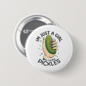 ピクルスを愛する女の子 – おもしろいビーガン 缶バッジ (正面&裏面)
