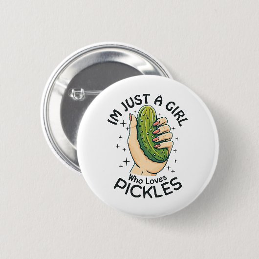ピクルスを愛する女の子 – おもしろいビーガン 缶バッジ (正面&裏面)