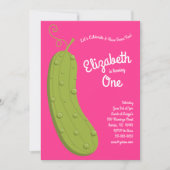 ピクルスキッド第1誕生日パーティーフードピンク 招待状 (正面)