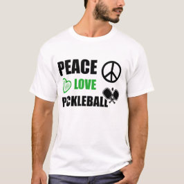ピクルスボール愛 Peace Love Pickleball 面白いピクルスボールことば Tシャツ