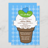 ピクルス及びアイスクリームの男の子のベビーシャワー 招待状 (正面/裏面)