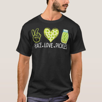 ピクルス大好き 平和 愛 レトロキュウリ Tシャツ