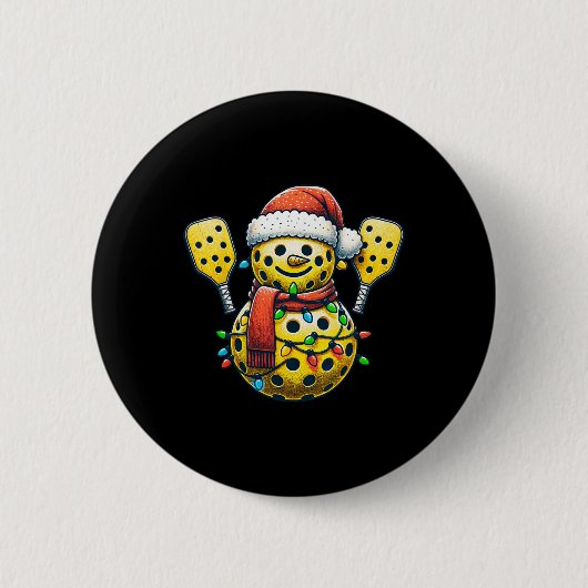 ピクルス雪だるまサンタ帽ライト クリスマスピクル 缶バッジ (正面)