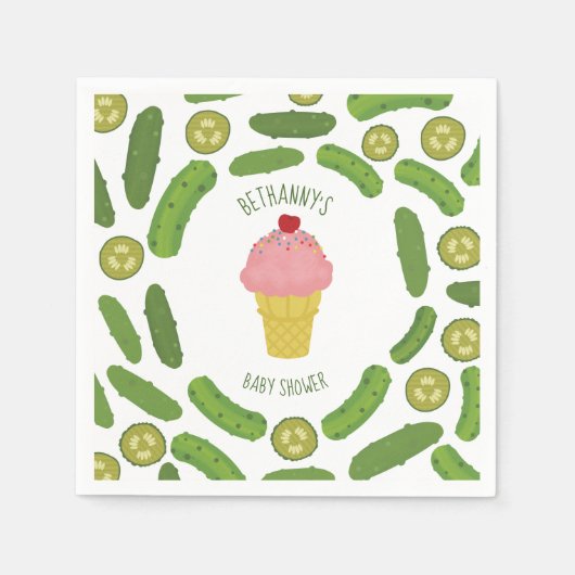 ピクルス&アイスクリームガールベビーシャワー スタンダードカクテルナプキン (正面)