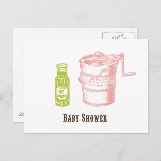ピクルス&アイスクリームベビーシャワー招待状 インビテーションポストカード (正面/裏面)