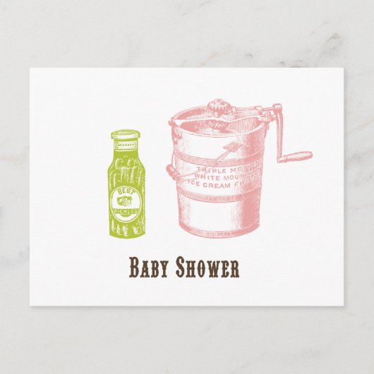 ピクルス&アイスクリームベビーシャワー招待状 インビテーションポストカード (正面)