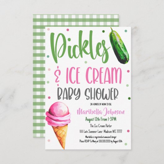 ピクルス&アイスクリームベビーシャワー招待状 招待状 (正面/裏面)