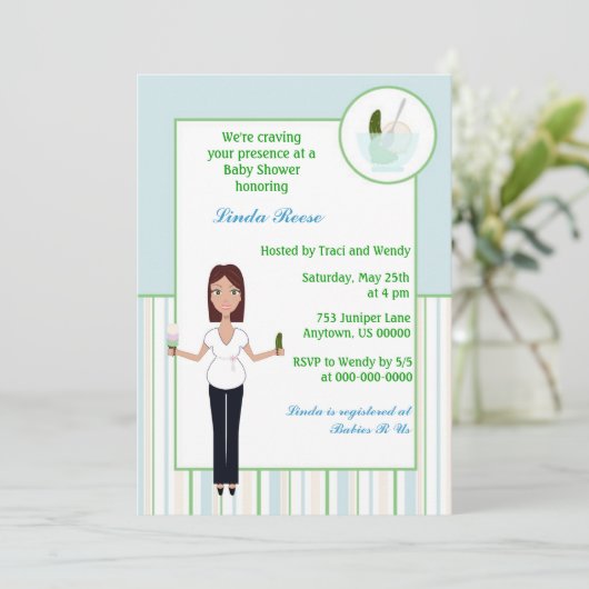 ピクルス&アイスクリームボーイベビーシャワー招待状 招待状 (スタンド正面)