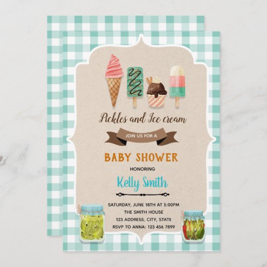 ピクルス・アイス・シャワー誕生日の招待 サンキューカード (正面/裏面)