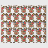 ピクルボールかわいいトナカイの女の子包み紙 ラッピングペーパー (フラット)