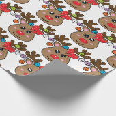 ピクルボールかわいいトナカイの女の子包み紙 ラッピングペーパー (角)