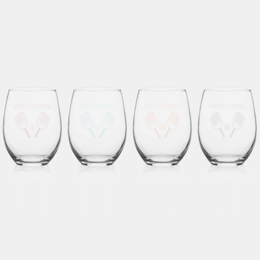 ピクルボールがカワイートスポーツパンガーリートレンディー ステムなしワイングラス (裏面)