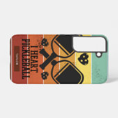 ピクルボールが大好き | レトロストライプモノグラム名 SAMSUNG GALAXYケース (裏面横)