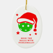 ピクルボールでホールを飾るクリスマス セラミックオーナメント (正面)