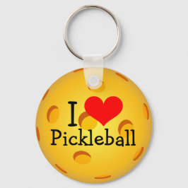 ピクルボールのキーチェーン – "I Love Pickleball" キーホルダー