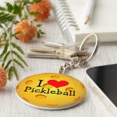 ピクルボールのキーチェーン – "I Love Pickleball" キーホルダー (側面)