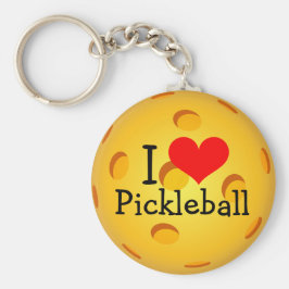 ピクルボールのキーチェーン – "I Love Pickleball" キーホルダー