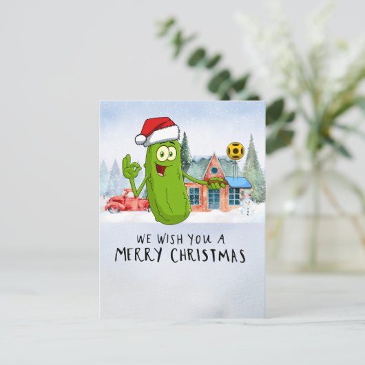 ピクルボールのクリスマスをテーマにした シーズンポストカード (スタンド正面)