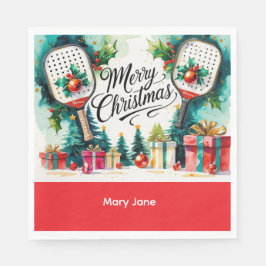 ピクルボールのクリスマスをテーマにした スタンダードランチョンナプキン