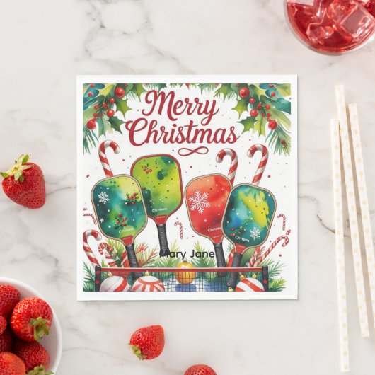 ピクルボールのクリスマスをテーマにした スタンダードランチョンナプキン (インサイチュ)