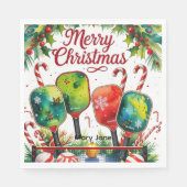 ピクルボールのクリスマスをテーマにした スタンダードランチョンナプキン (正面)