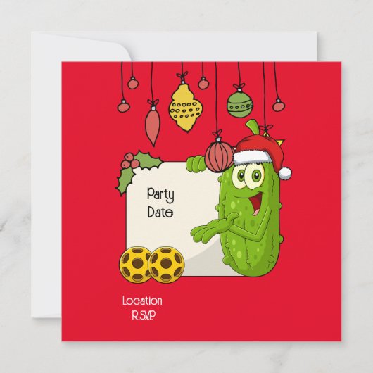 ピクルボールのクリスマスをテーマにした セーブザデート (正面)