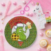 ピクルボールのクリスマスをテーマにした ペーパープレート (パーティー)