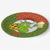 ピクルボールのクリスマスをテーマにした ペーパープレート (アングル)