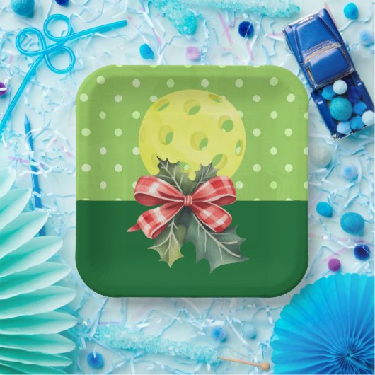 ピクルボールのクリスマスをテーマにした ペーパープレート (パーティー)