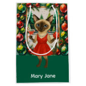 ピクルボールのクリスマスをテーマにした ミディアムペーパーバッグ (正面)