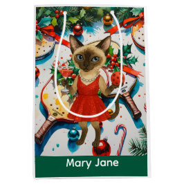 ピクルボールのクリスマスをテーマにした ミディアムペーパーバッグ