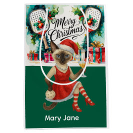 ピクルボールのクリスマスをテーマにした ミディアムペーパーバッグ