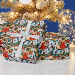 ピクルボールのクリスマスをテーマにした ラッピングペーパー