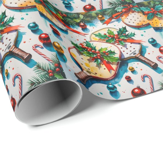 ピクルボールのクリスマスをテーマにした ラッピングペーパー (ロールコーナー)