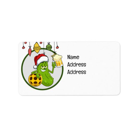 ピクルボールのクリスマスをテーマにした ラベル (正面)