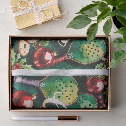 ピクルボールのクリスマスをテーマにした 薄葉紙 (ギフト)