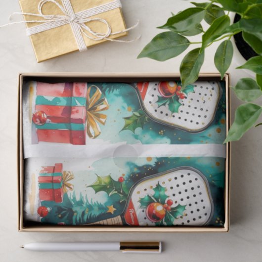 ピクルボールのクリスマスをテーマにした 薄葉紙 (ギフト)