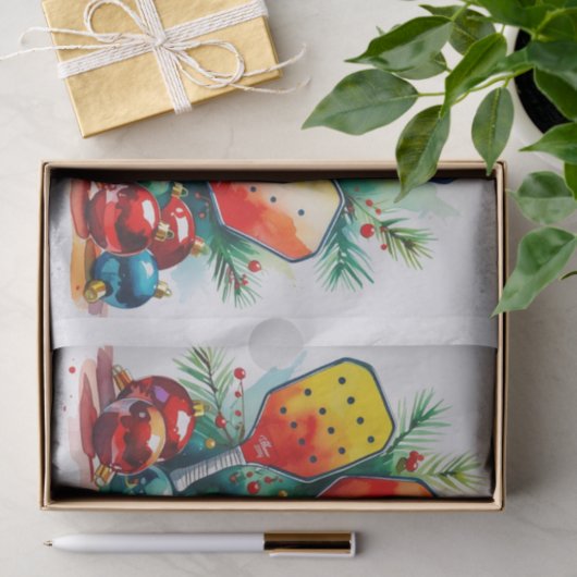 ピクルボールのクリスマスをテーマにした 薄葉紙 (ギフト)