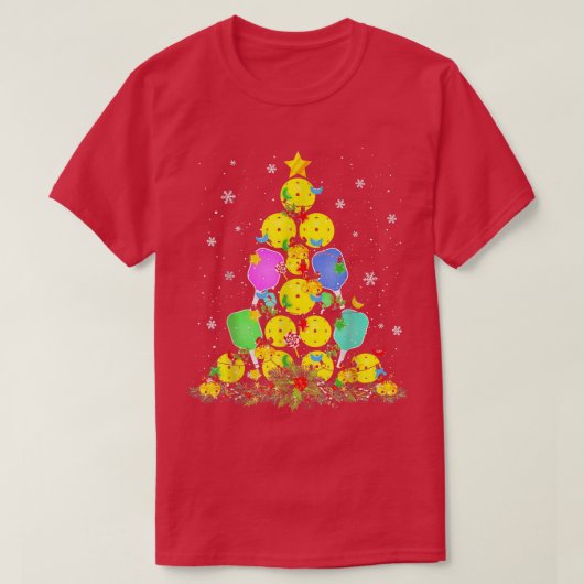 ピクルボールのクリスマスツリー Tシャツ (デザイン正面)