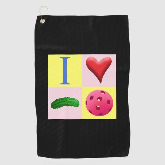 ピクルボールのピンクスウェットタオルが大好き ゴルフタオル (正面)