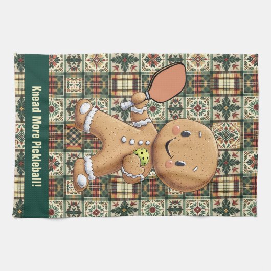 ピクルボールひざまずけ!カスタム文字 キッチンタオル (横)