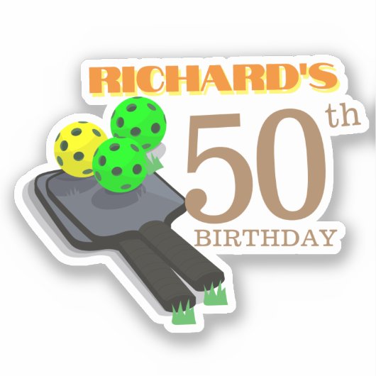 ピクルボールをテーマにしたスポーツダインキング誕生日パーティー シール (正面)