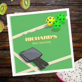 ピクルボールをテーマにしたスポーツダインキング誕生日パーティー スタンダードカクテルナプキン