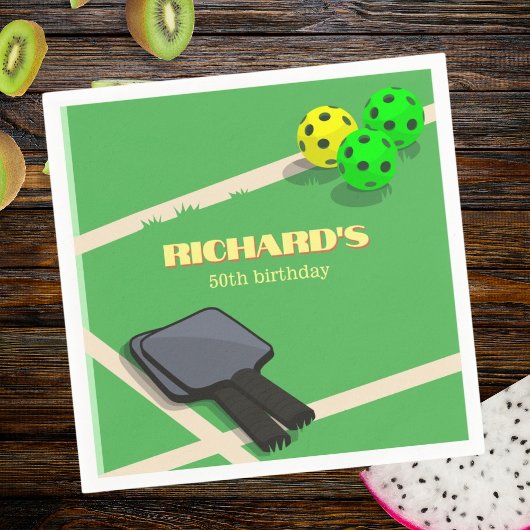 ピクルボールをテーマにしたスポーツダインキング誕生日パーティー スタンダードカクテルナプキン