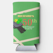 ピクルボールをテーマにしたスポーツダインキング誕生日パーティー スリム缶クーラー (裏面)