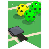 ピクルボールをテーマにしたスポーツダインキング誕生日パーティー バンティングフラッグ (第1の旗)