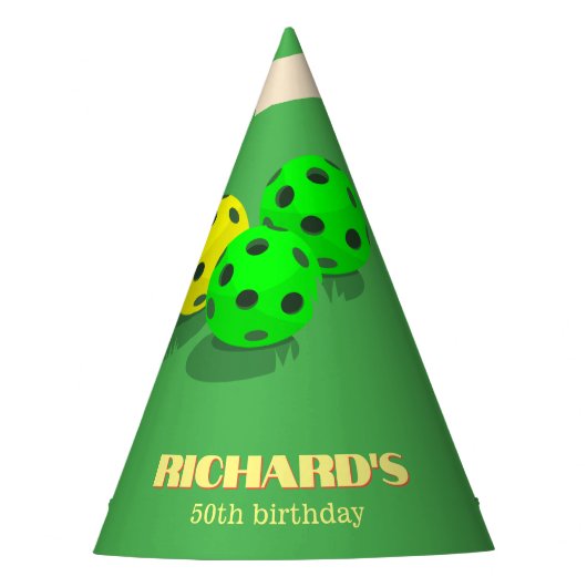 ピクルボールをテーマにしたスポーツダインキング誕生日パーティー パーティーハット (正面)