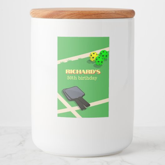 ピクルボールをテーマにしたスポーツダインキング誕生日パーティー フードラベル (正面)