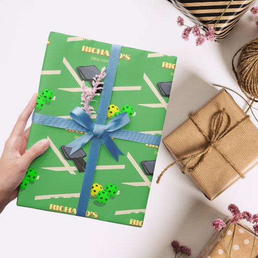 ピクルボールをテーマにしたスポーツダインキング誕生日パーティー ラッピングペーパー